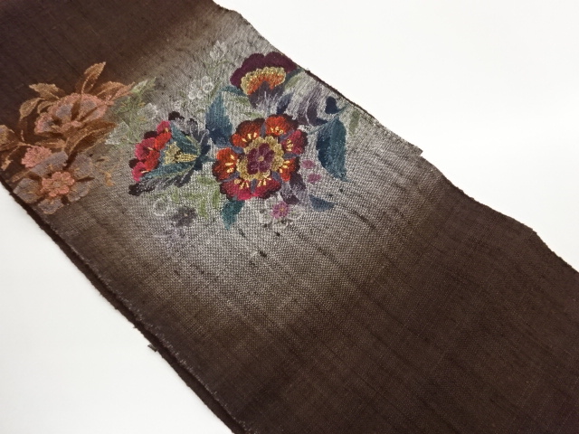 JAPANESE NAGOYA OBI / MAWATA TSUMUGI / WOVEN FLOWER